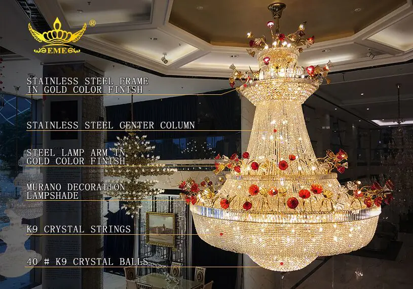 Large Chandeliers for Hotels, Crystal Chandelier Manufacturers, Hotel Lobby Chandeliers