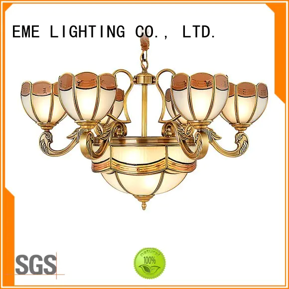 cylinder lobby glass antique brass chandelier EME LIGHTING Brand company