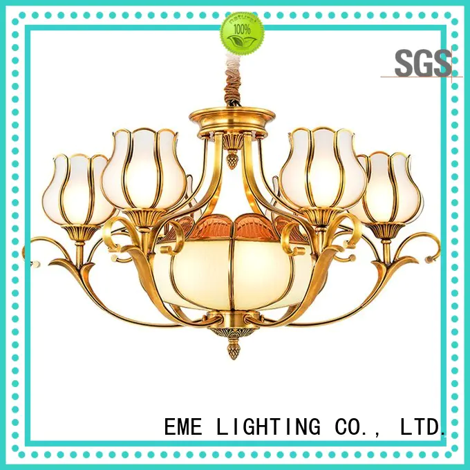 copper chandelier over dining table glass hanging for big lobby EME LIGHTING