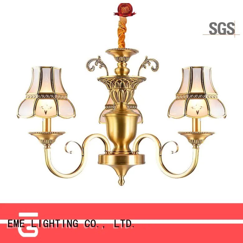 glass hanging gold brass chandeliers traditional for big lobby EME LIGHTING