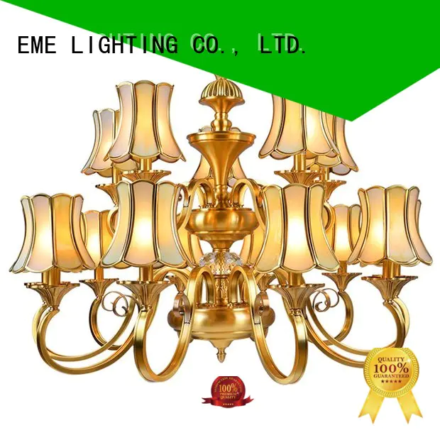 EME LIGHTING glass hanging brushed brass chandelier European for home