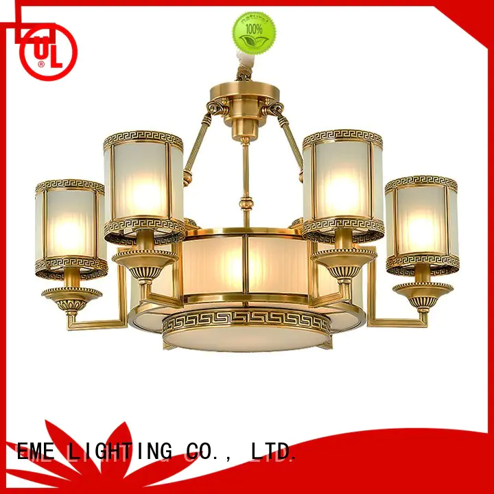 3 light brass chandelier american style for big lobby EME LIGHTING