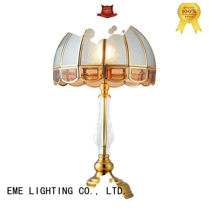 European style wood table lamp modern copper material for study EME LIGHTING