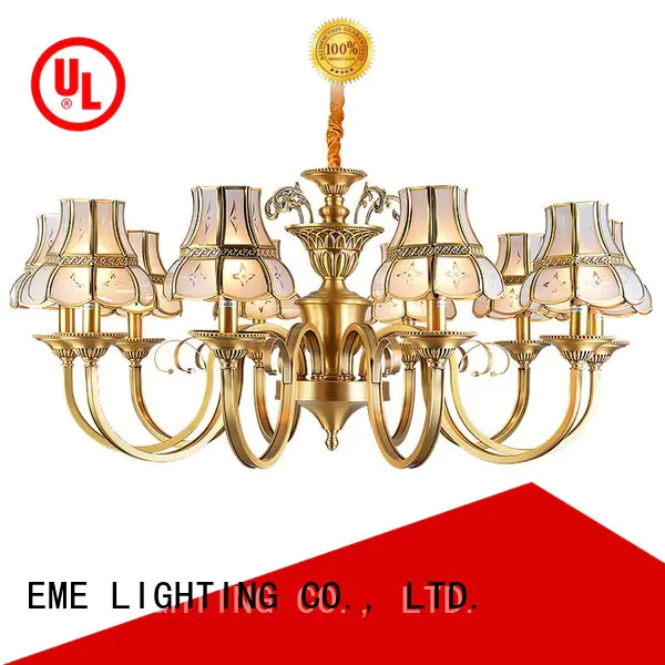 EME LIGHTING american style 8 light brass chandelier vintage for big lobby