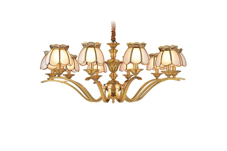 glass hanging antique brass 5 light chandelier residential for big lobby EME LIGHTING