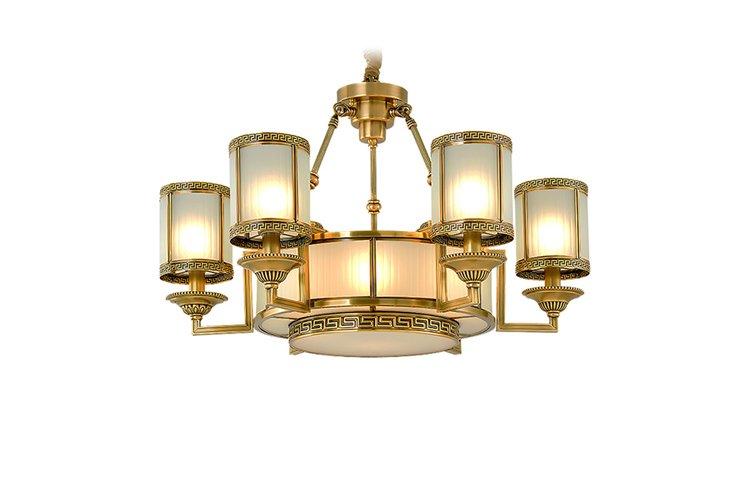 contemporary brushed brass chandelier large European